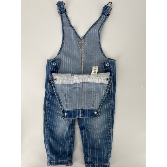 OshKosh B'gosh baby girl overalls multicolor vertical stripes Vestbak snap 9M - Picture 8 of 9